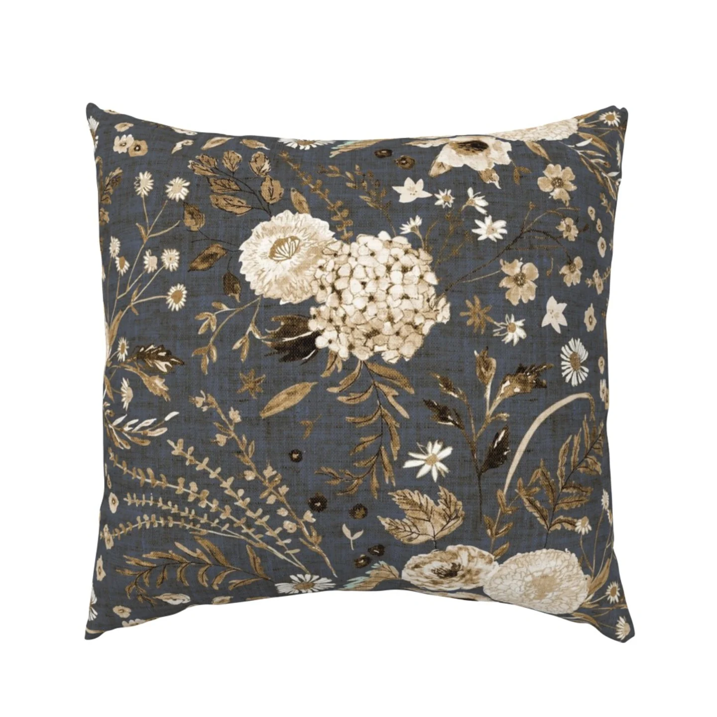 A charcoal and cream boho floral Euro pillow sham