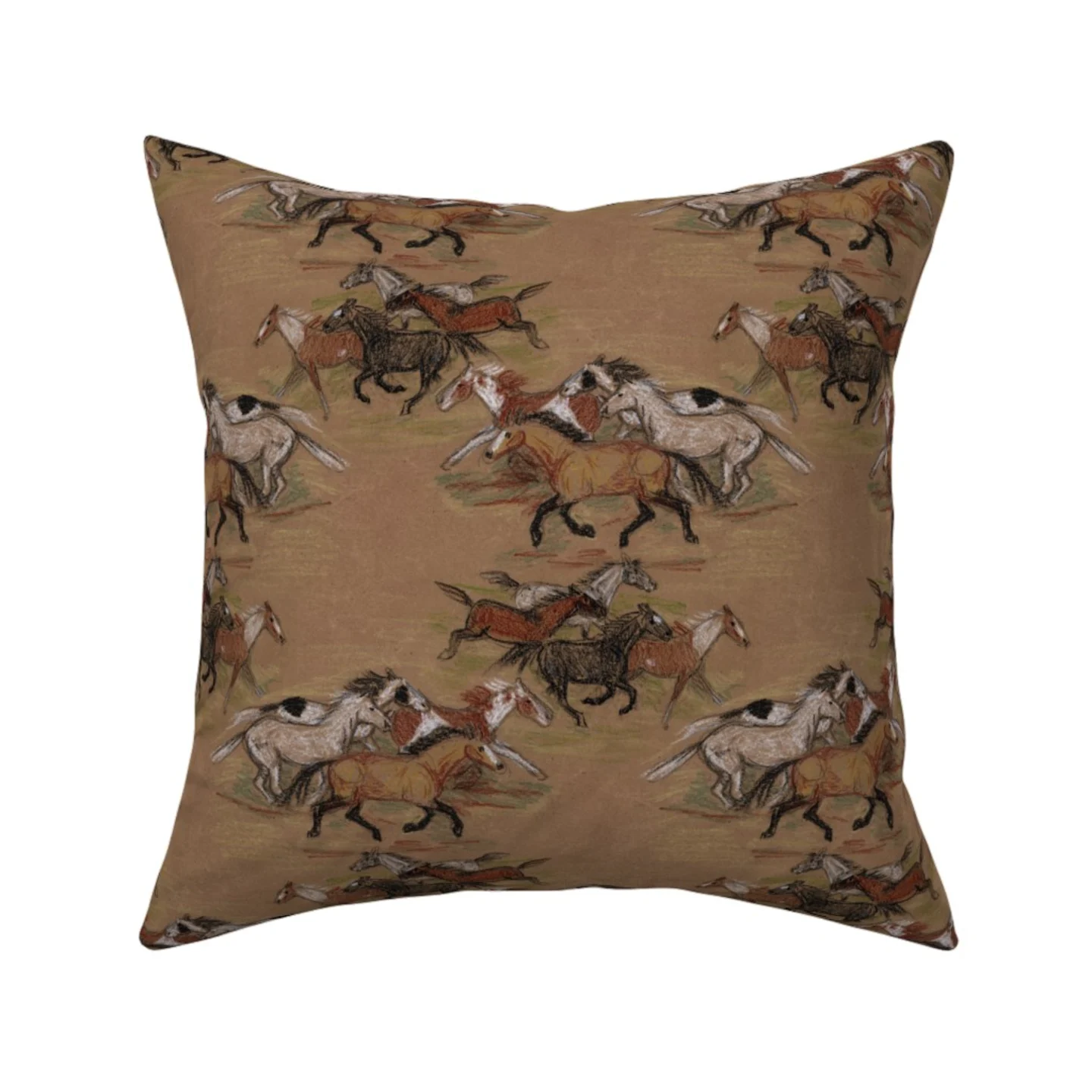 Boho wild horses on brown