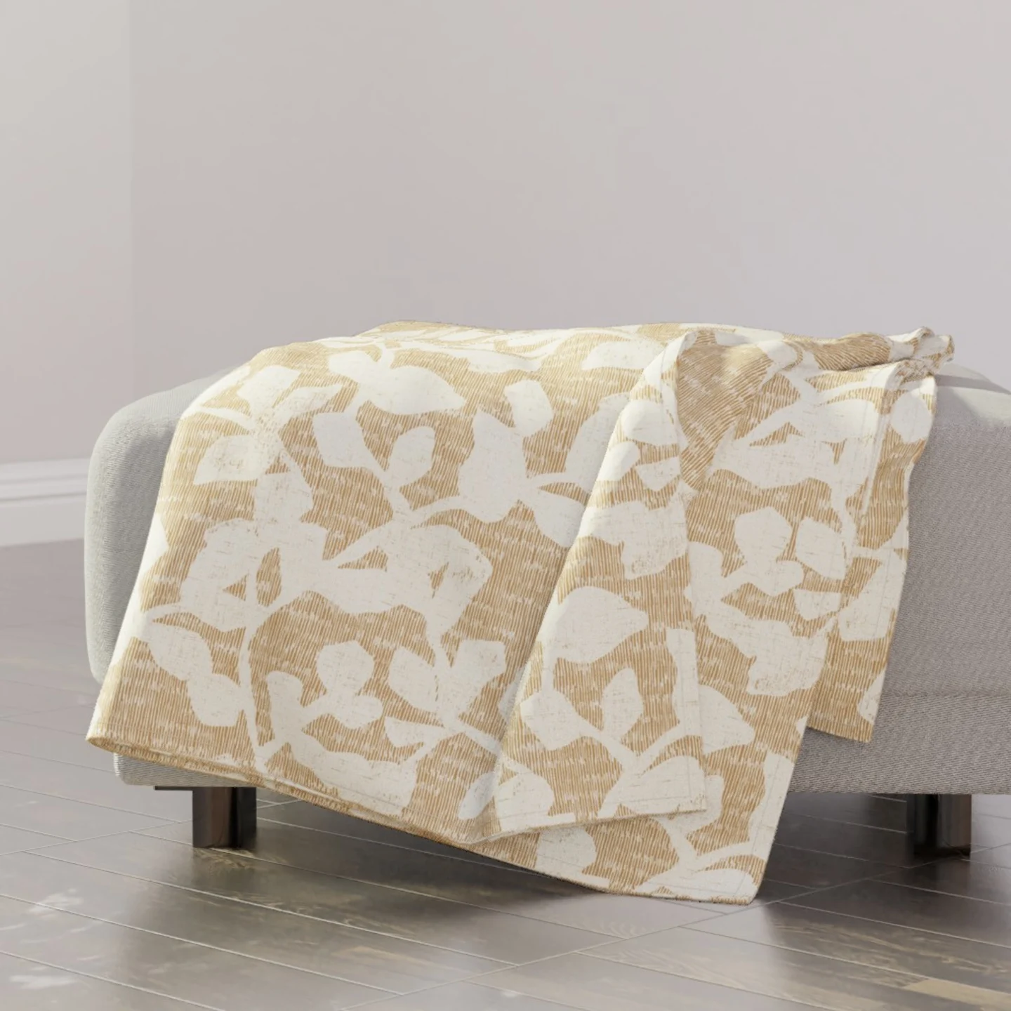 Abstract botanical neutral throw blanket