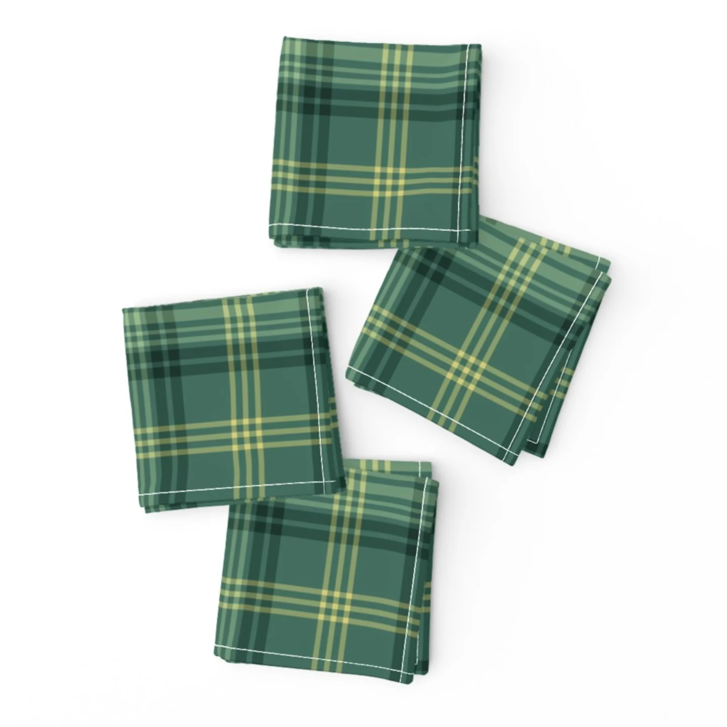 Green Ross tartan cocktail napkins