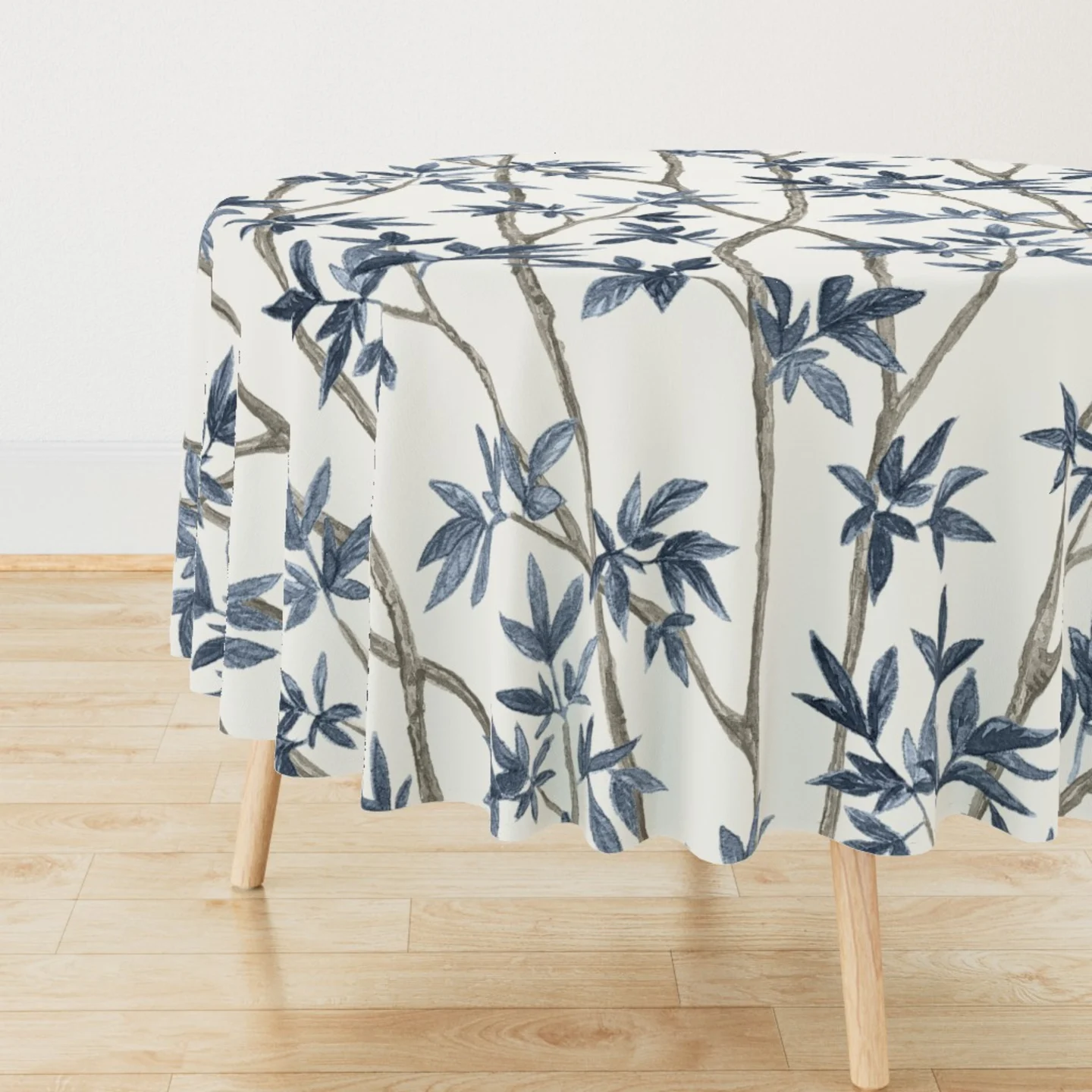 Painted bamboo round tablecloth