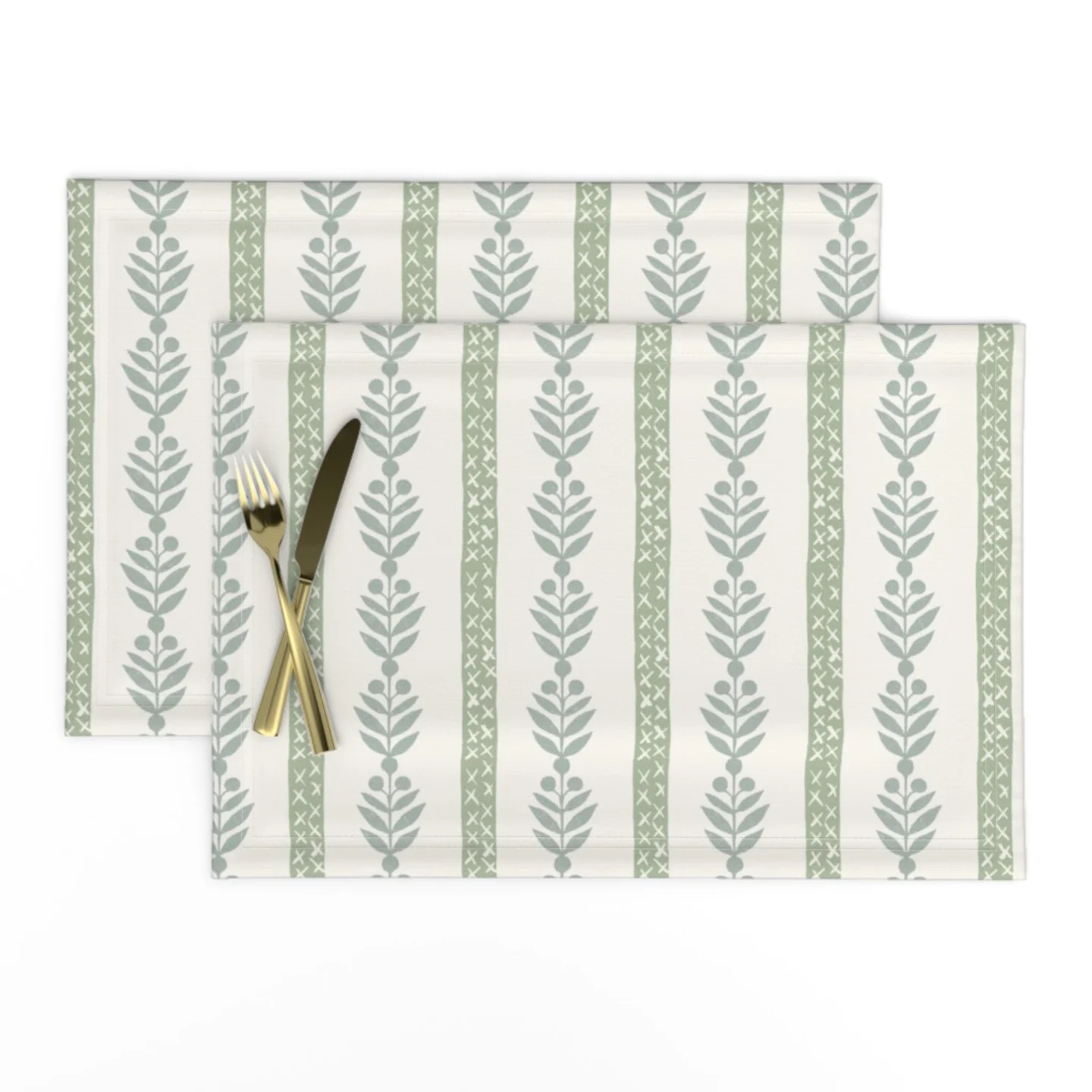 Light green and blue stripe placemats