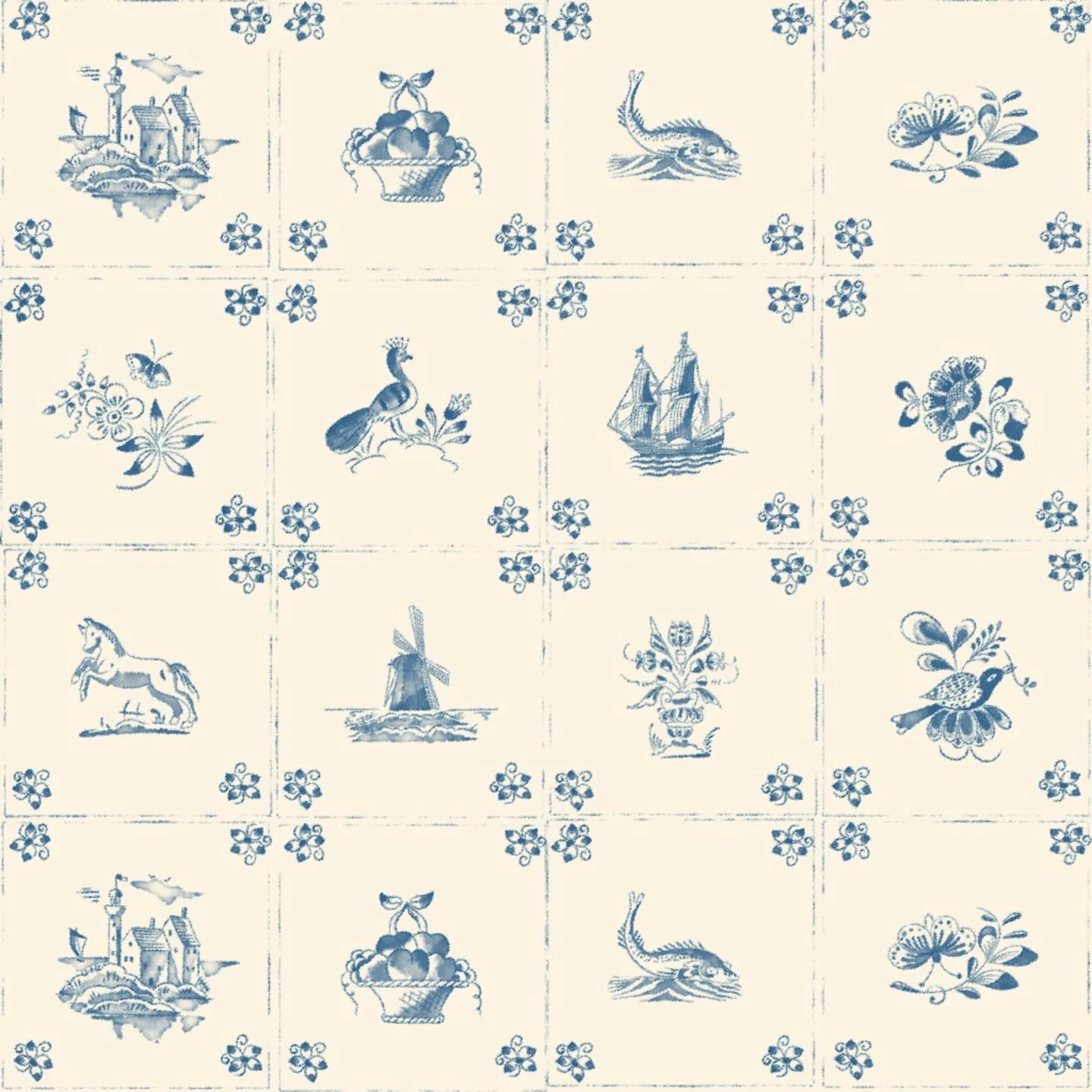 Vintage Delft Blue Ceramic Legacy Tiles design by house_of_haricot.