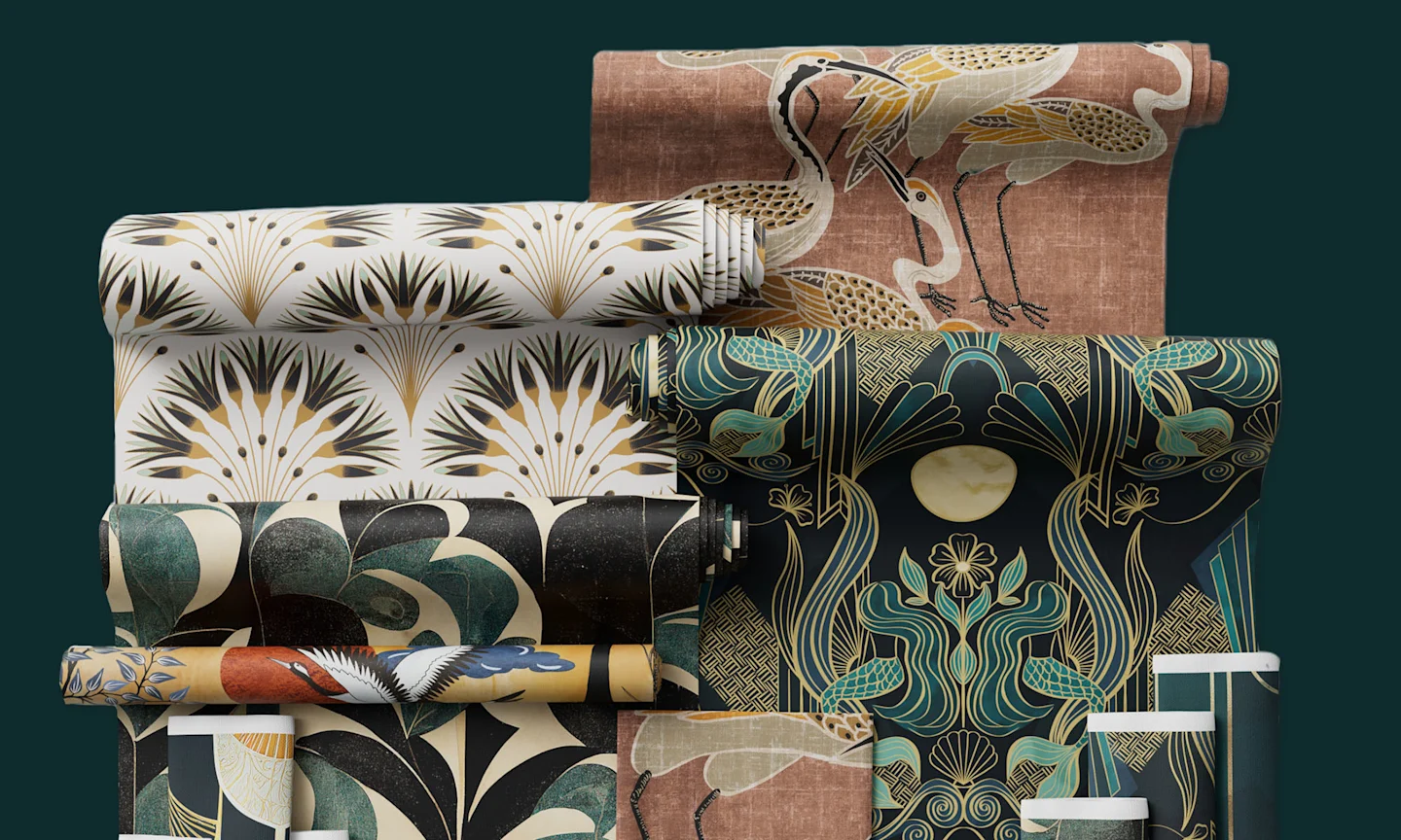 A selection of luxurious Art Deco wallpaper designs from Spoonflower