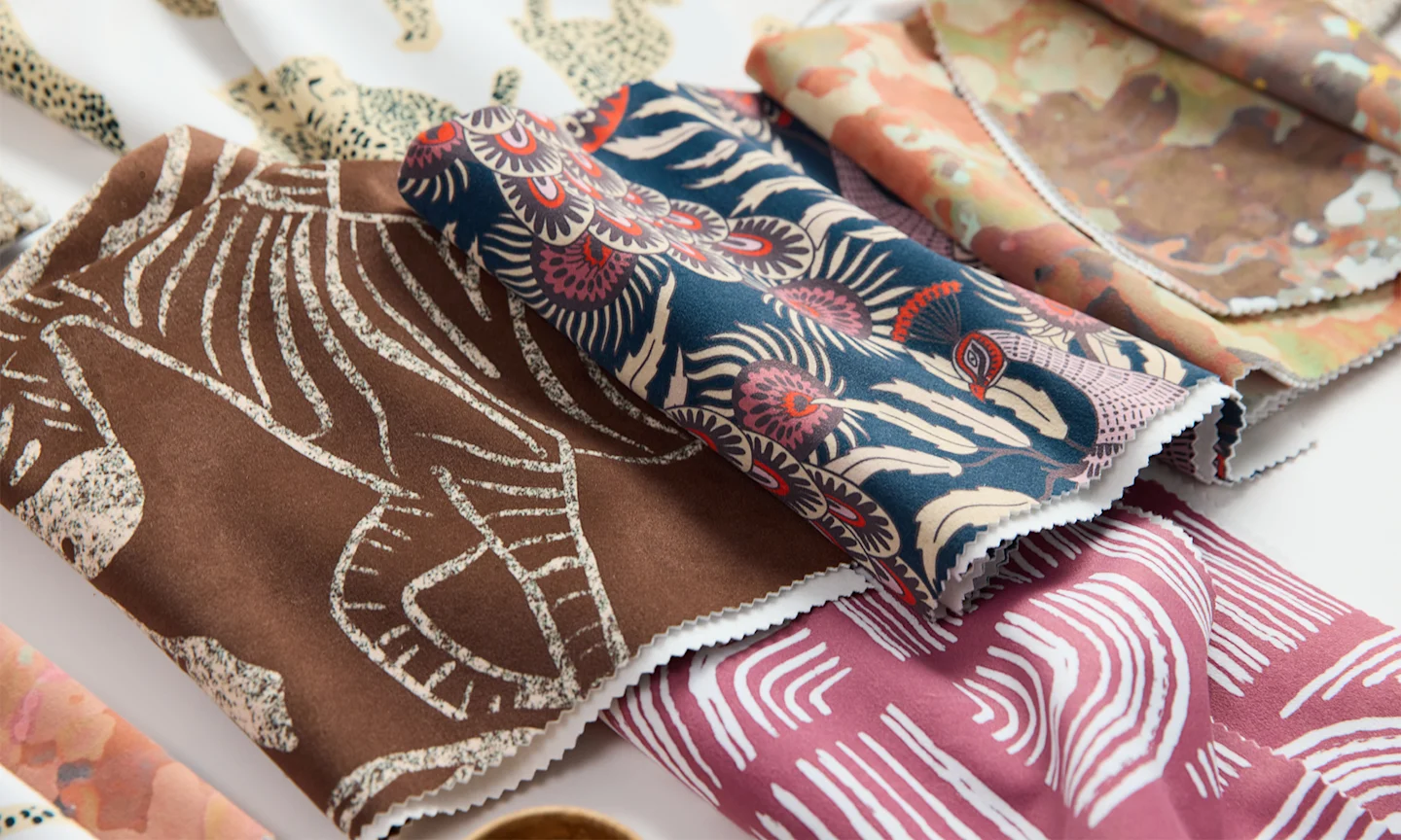 A selection of folded fabric swatches