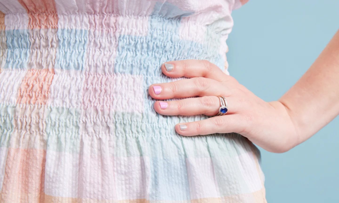 Smocked dress made with gingham seersucker