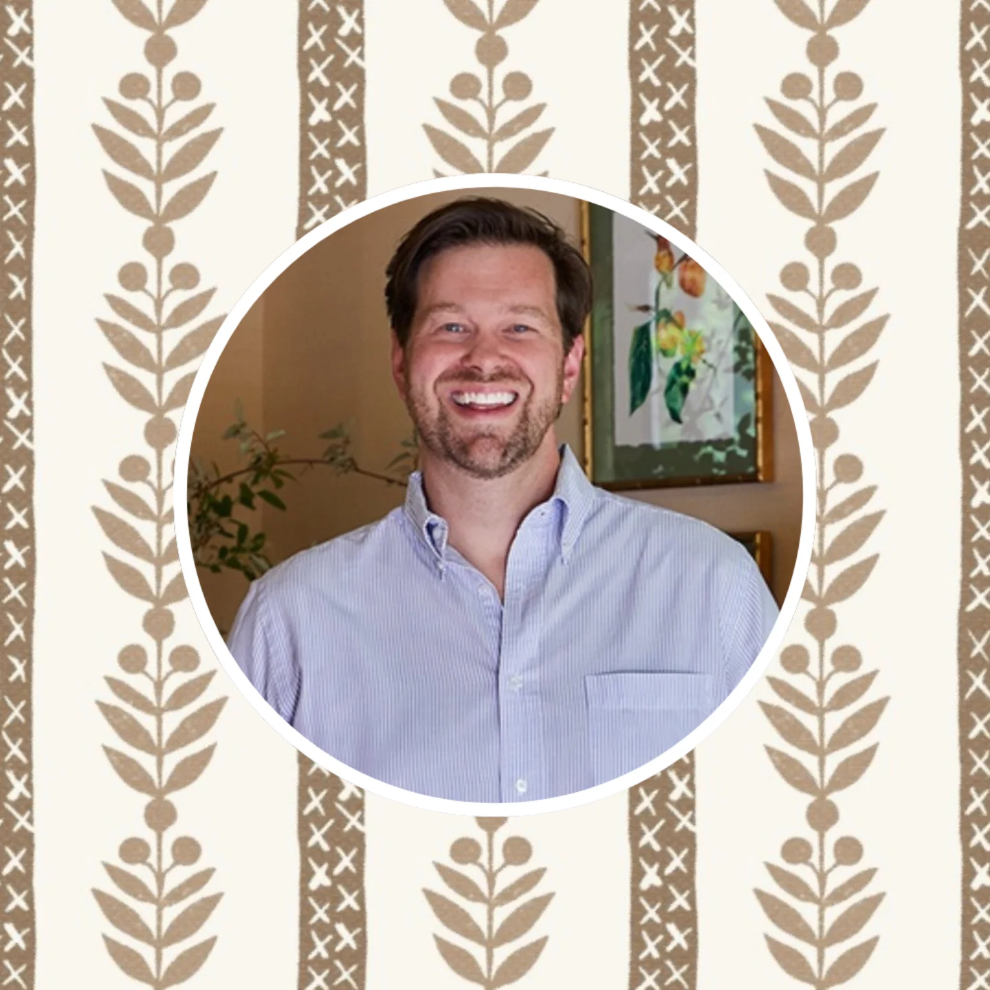 James Farmer in front of one of his favorite Spoonflower designs.